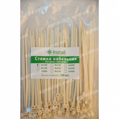 Кабельні стяжки 3х100 мм. білі