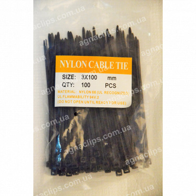 Кабельні стяжки 3х100 мм. чорні