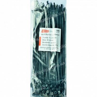 Кабельні стяжки 4х250 мм. чорні