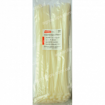 Кабельні стяжки 4х300 мм. білі