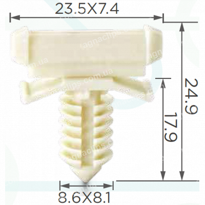 C 821 Кліпса подушки безпеки VW Jetta D=23.8*5.9, T=20.9*7.5, H=25.5, F=8.5