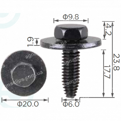 H 2034 Болт M6x17.7 Mercedes A1639900136