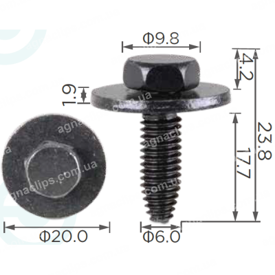 H 2034 Болт M6x17.7 Mercedes A1639900136