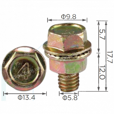 H 2059 Болт M6x12 з гайкою універсальний