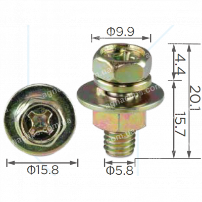 H 2062 Гвинт M6x16 з гайкою універсальний
