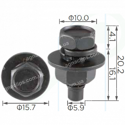 H 2063 Болт M6x16 з гайкою універсальний