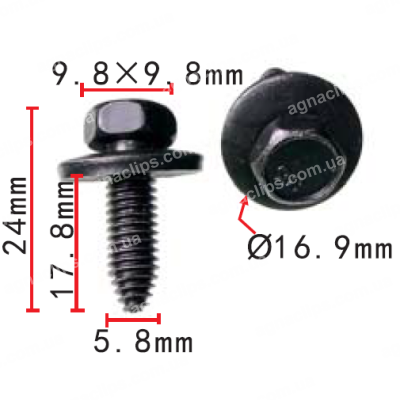 H 2074 Болт M6x17 GM 11502941 11506174