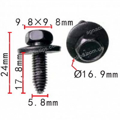 H 2074 Болт M6x17 GM 11502941 11506174