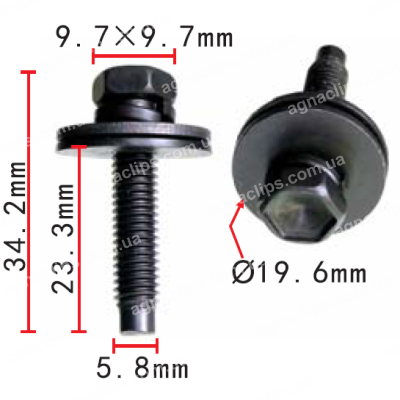 H 2086 Болт M6x23 Toyota Chrysler 9011906863 6100568