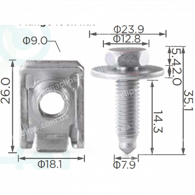 H 2098 Комплект болт M8x14.3+скоба 18x26 Audi Mercedes