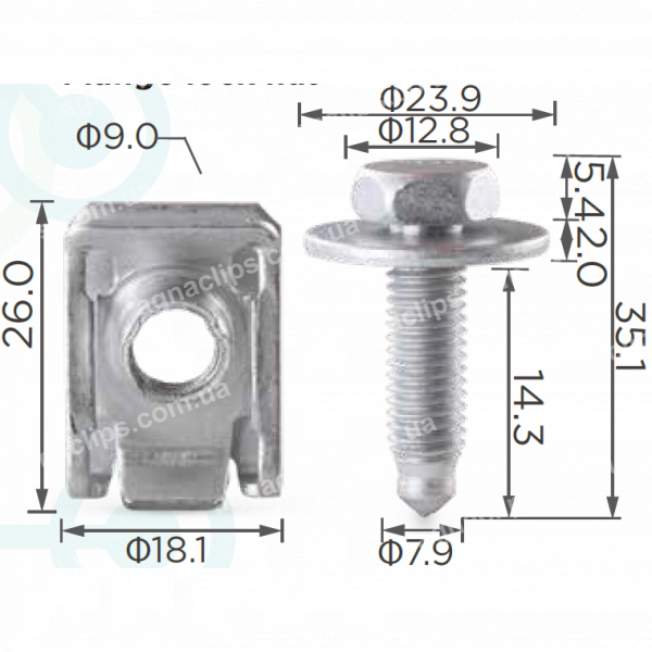 H 2098 Болт М8х14,3+хомут 18х26 Audi Mercedes