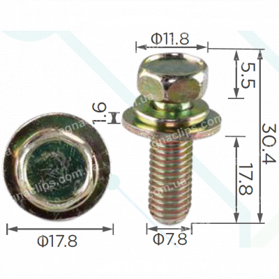 H 2106 Болт M8x18 з шайбою та гровером
