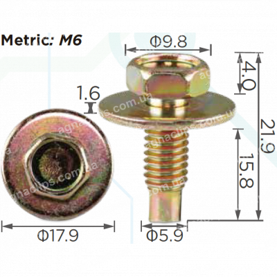 H 2107 Болт M6x16 із шайбою
