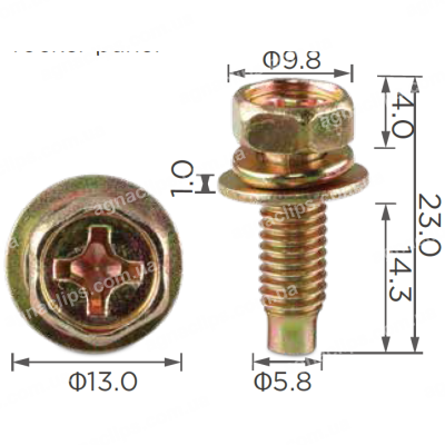 H 2109 Болт M6x14.3 з шайбою та гровером