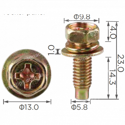 H 2109 Болт M6x14.3 з шайбою та гровером
