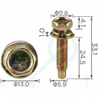 H 2111 Болт M6x24.5 з шайбою та гровером