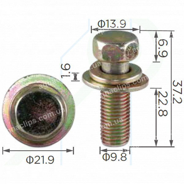 H 2113 Болт UNC10x23 з дюймовим різьбленням