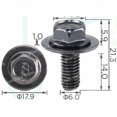 H 2174 Болт M6x14 Mazda 9GG600616T кріплення фар