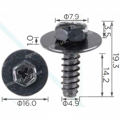 H 2175 Саморіз 4.9x14 Mazda KIA 9CF600516B K907340516B