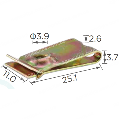 H 2049 Скоба 25.x11mm отвір 3.8mm