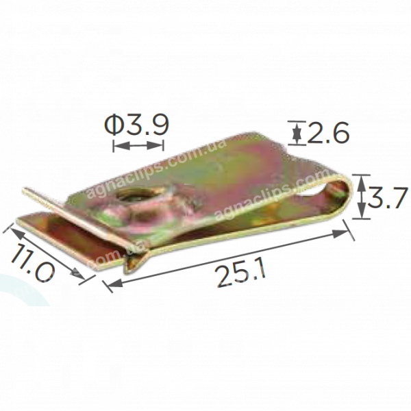 H 2049 Скоба 25.x11mm отвір 3.8mm