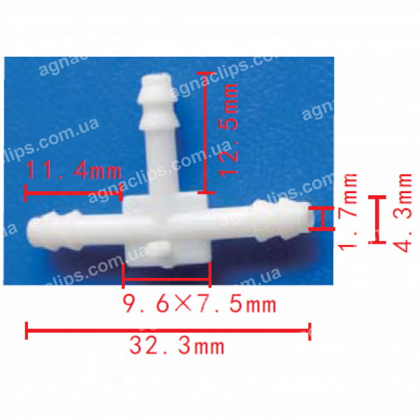 C 443 З'єднувач (трійник) d=4.3mm GM Ford 14017705 3895904
