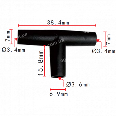 C 863 З'єднувач (трійник) d=7mm гумовий