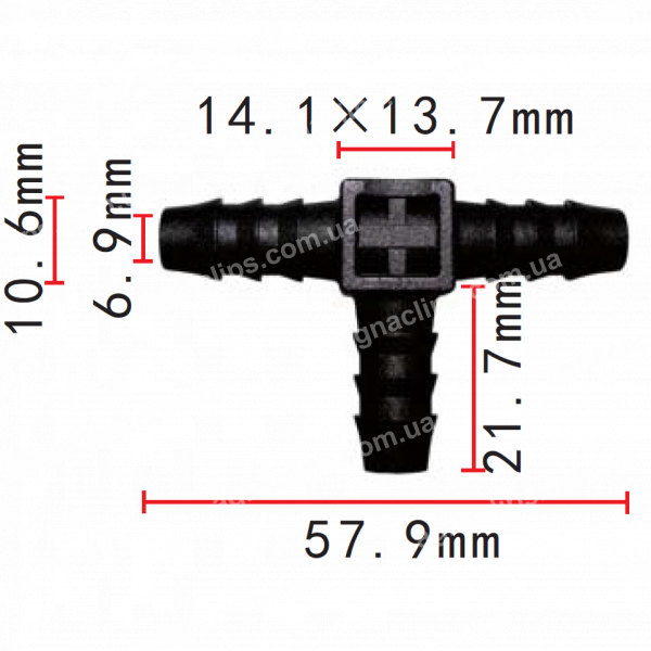 C 1161 З'єднувач (трійник) d10.6x10.6x10.6mm