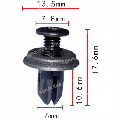 C 148 Кліпса утеплювача капота / повітроводів / внутрішньої обробки / решітки Honda T = 13.5, D = 7.8, F = 6.0, H = 13.0 90687SB0003