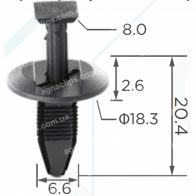 C 538 Ford Кліпса для бампера D=8.0*7.8, T=18.3, H=20.4, F=6.6*6.6 N808048S / W705532-S300