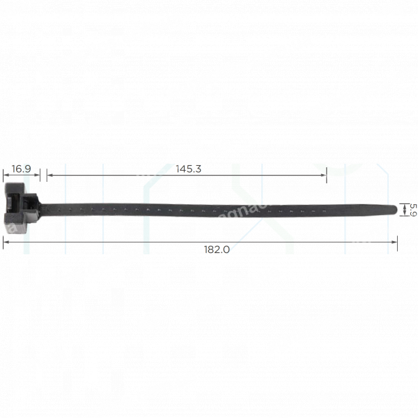 C 1046 Хомут проводки 6x182 мм Toyota Lexus 82678A9002 з кліпсою