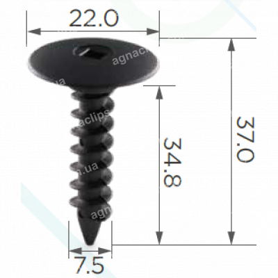 C 642 Пластиковий гвинт 7.5x37 Ford Chrysler 6503819 6503401 кріплення бампера