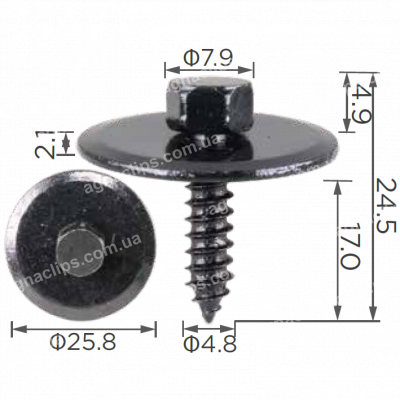 H 2037 Саморіз 4.8x17 Mercedes A2019900536