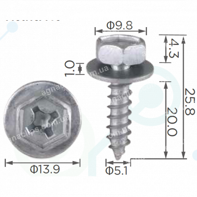 H 2133 Саморіз 5.1x20 Toyota Lexus 9015950316 90159A0001