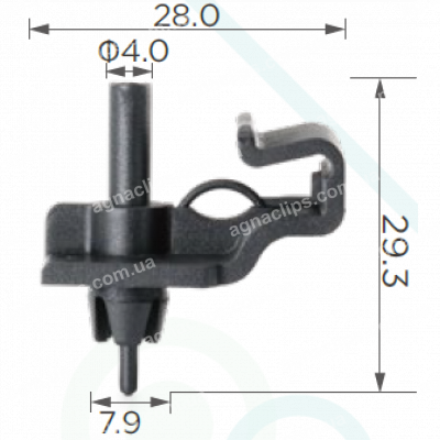 C 1573 Тримач обшивки дверей VW Golf I, Jetta I, Passat B3-B4 / Seat Arosa'00-'04, Toledo '92-'99 H=29.2, F=7,8