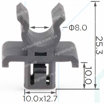 C 1802 Тримач трубок T=24,0*14,0, D=8,3, H=25,3,F=9,9*9,9