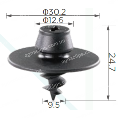 C 1865 Тримач килимків T=29.9, D=12.4, H=24.3, F=9.2 VW 3D0864812AB41