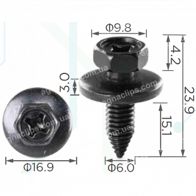 H 2178 Болт M6x15 із шайбою