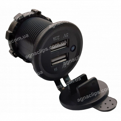 Гніздо прикурювача різьбове 2 USB з діодним індикатором