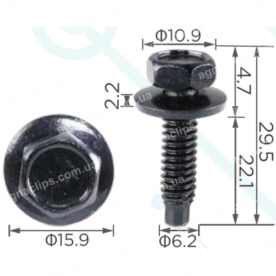 H 2210 Болт UNC6x22 Chrysler 6025329 з дюймовим різьбленням