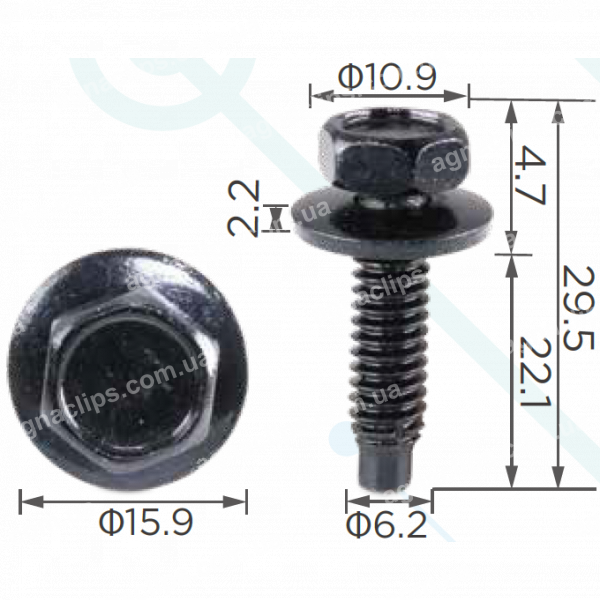 H 2210 Болт UNC6x22 Chrysler 6025329 з дюймовим різьбленням