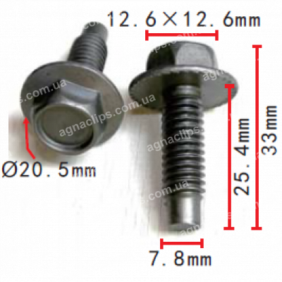 H 2213 Болт 8x25.4 з дюймовим різьбленням
