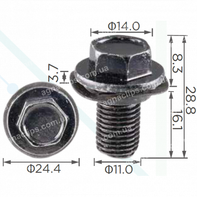 H 2132 Болт UNC11x16 Toyota Lexus 9090119040 з дюймовим різьбленням