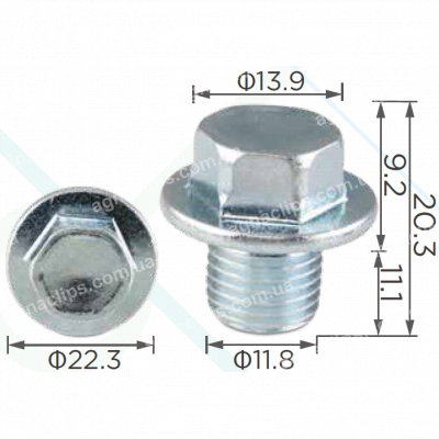 H 2143 Зливна пробка UNC12x11 Toyota Lexus масляного піддону 9034112012