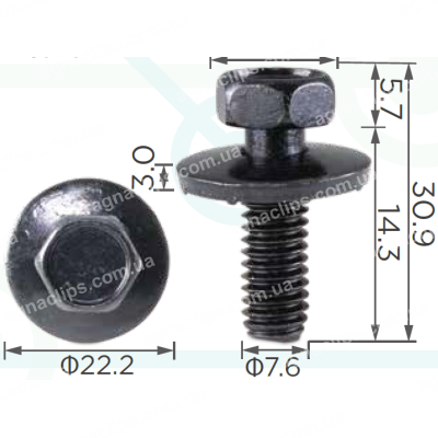 H 2206 Болт UNC8x14.3 з дюймовим різьбленням