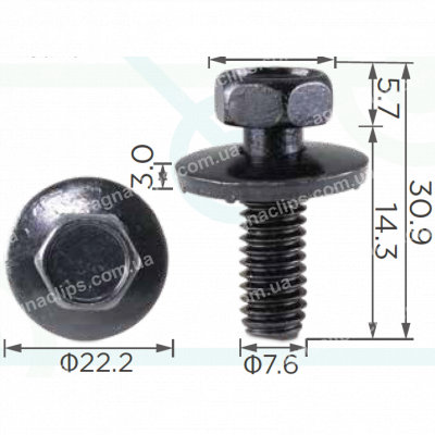 H 2206 Болт UNC8x14.3 з дюймовим різьбленням