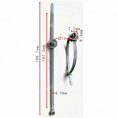 C 3352 Хомут Volkswagen Audi Seat 4.7х200 mm 3W0971838 сірий з рухомою клямкою