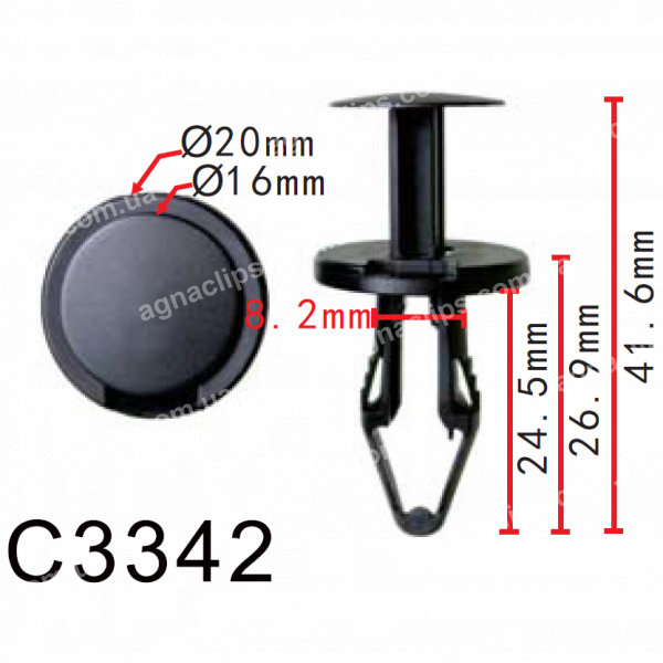 C 3342 Кліпса Ø8.2 GM Chevrolet Opel Cadillac Buick 11589294