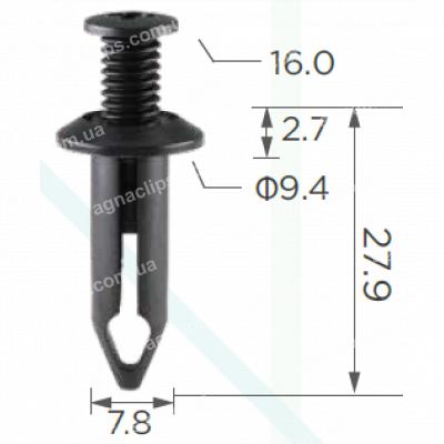 C 3539 Кліпса 8 мм різьбова універсальна