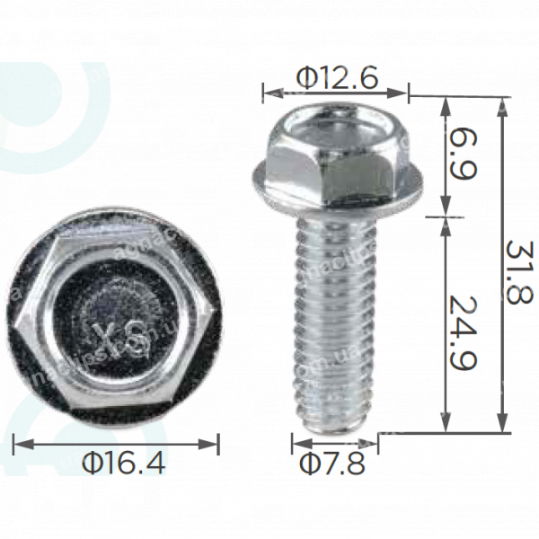 H 2208 Болт UNC8x25 з дюймовим різьбленням